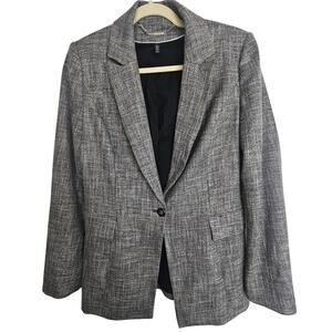 White House Black Market Blazer Gray One-Button Blazer Jacket Women 8 Peak Lapel